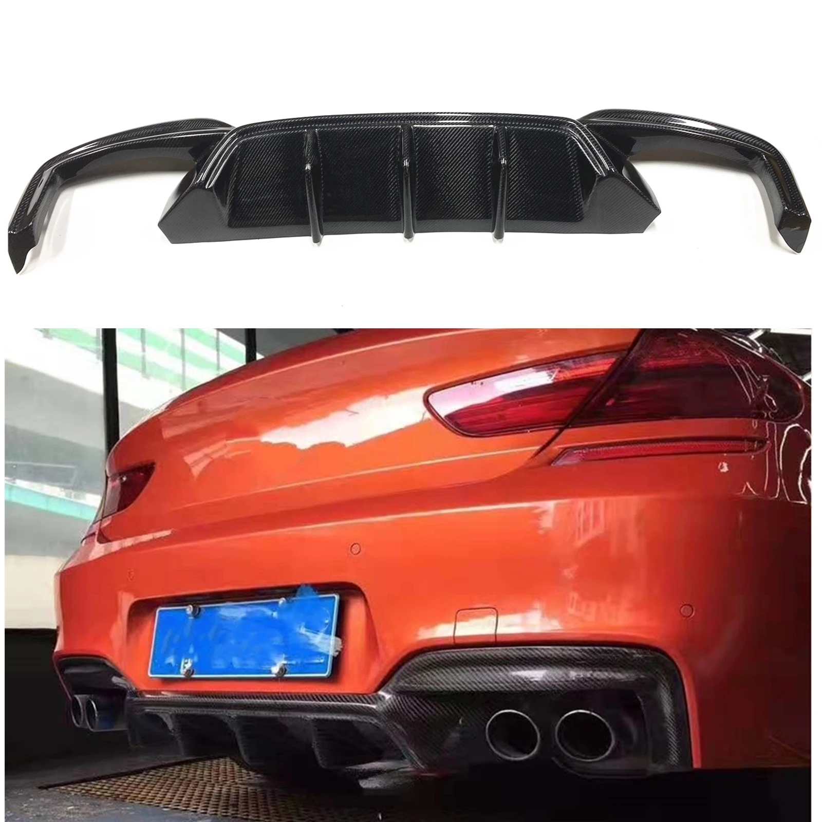 Real Carbon Fiber/Fiberglass Rear Bumper Diffuser Lip Spoiler For BMW 6 Series F06 F12 F13 M6 M Sport Tech 2012-2018 640i 650i