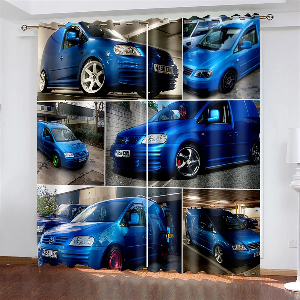 

Car Printing Woven Curtains Bedroom Blackout Curtains with Two Independent Curtains on The Left and Right