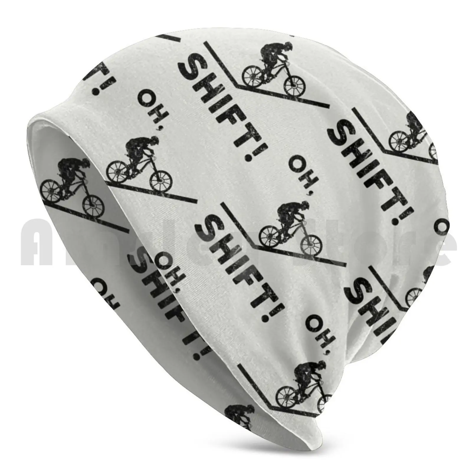 Oh Shift! Funny Mountain Biking Design Beanies Knit Hat Hip Hop Mountain Bike Trail Running Bike Biking Rider