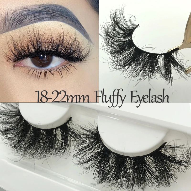 Buzzme 18-22mm Fluffy Mink Fur Eyelash Natural  Length Eye Lashes 100% Handmade Eyelashes Makeup Beauty Lash Extension