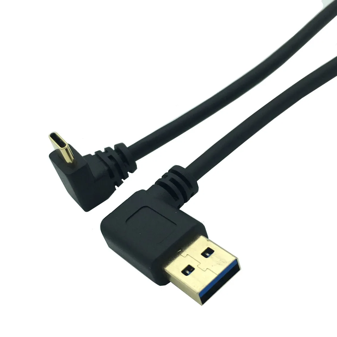 Gold Plated 90 degree Right Angle USB 3.0 Type-A Male to USB3.1 Type-C Male Up/Down Angle USB Data Sync & Charge Cable Connector