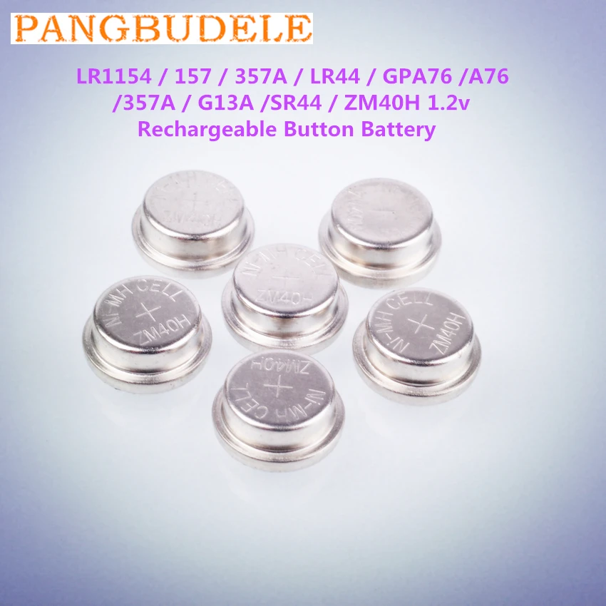 A bateria recarregável do botão de zm40h 1.2v pode substituir r1154 / 157 / ir44/gpa76/a76/357a/g13a / sr44