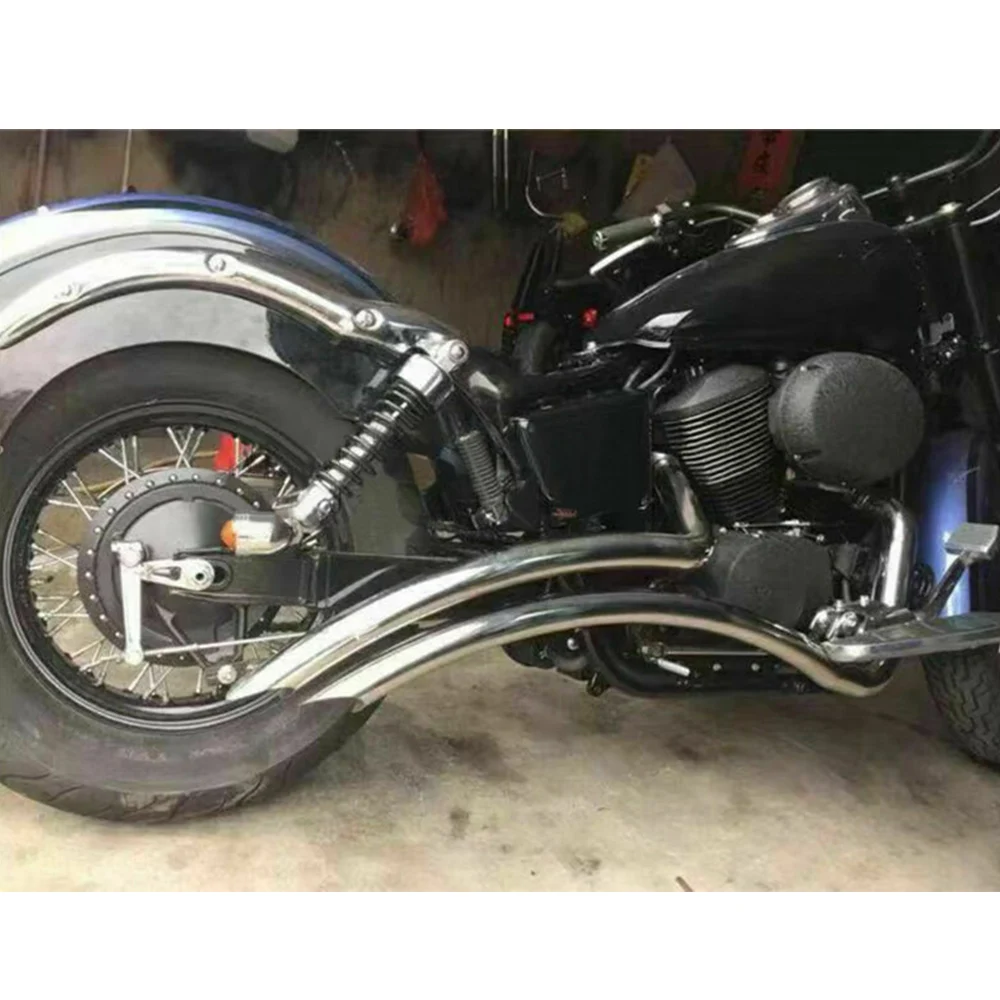 

Slash Cut Full Exhaust System Pipe Kit Silencer Mufflers For Honda Shadow ACE/Spirit/Phantom 750 VT750C Aero VT750CA VT750C2