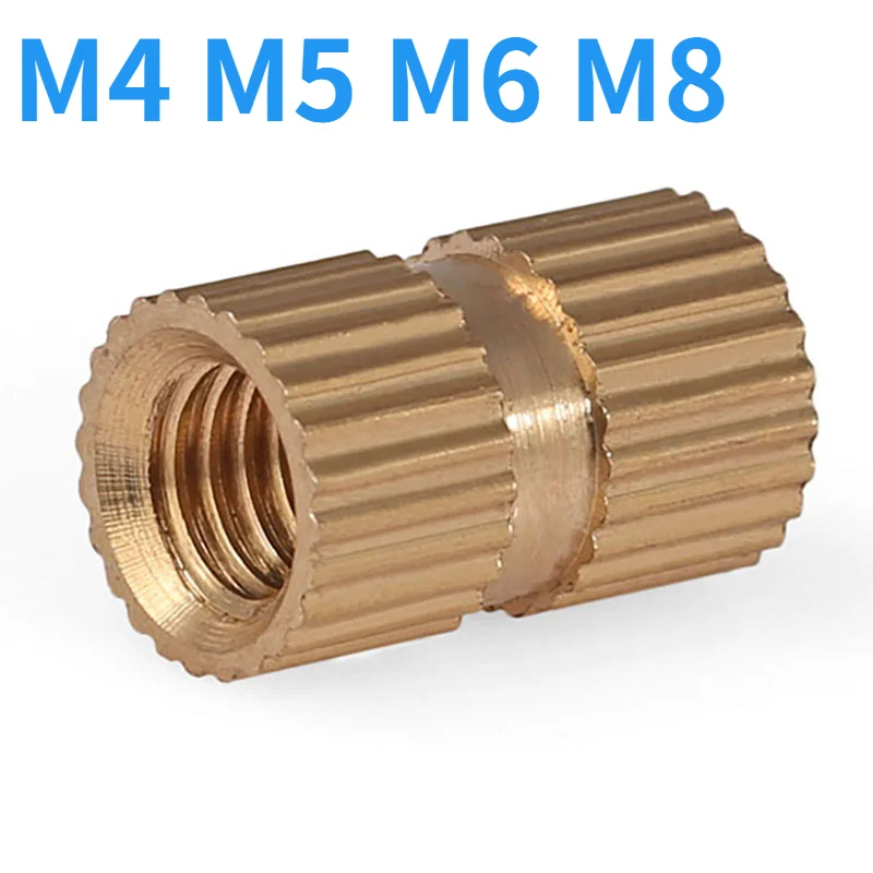 5-50Pcs M4 M5 M6 M8 Messing Koper Knurl Draad Moer Koper Insert Dubbele Pass Koper Moer Moer embedded Fastener