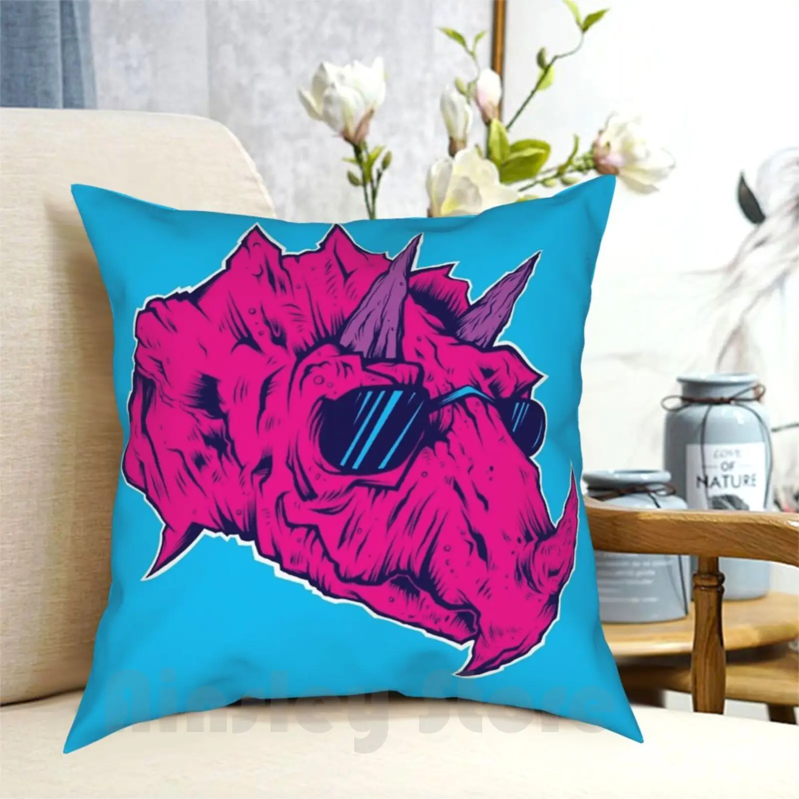 Triceraboss No. 1 Pillow Case Printed Home Soft Throw Pillow Triceratops Dinosaur Dinosaurs Cool Dude Man Dino Extinct