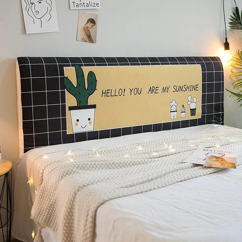 

Nordic Green Plants Bedhead Cover Bed Cover Dust Cover Full Enclosed Elastic Dust-proof Bed Head Cover/ Protective Cover