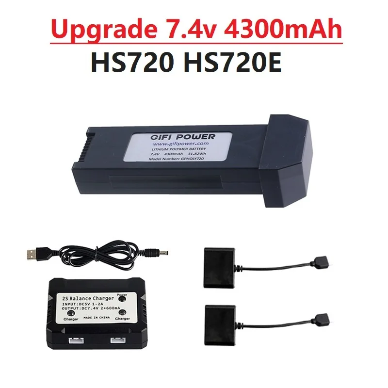 7.4v 4300mAh akumulator do HS720 HS720E drony akumulator z ładowarką do HS720 zdalnie sterowany Quadcopter Drone części zamienne nowy