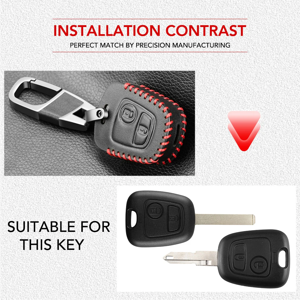 Car Key Cover Leather Case For Citroen c4 c5 Berlingo Picasso Xsara Picasso Aygo For Peugeot 206 207 307 107 406 408