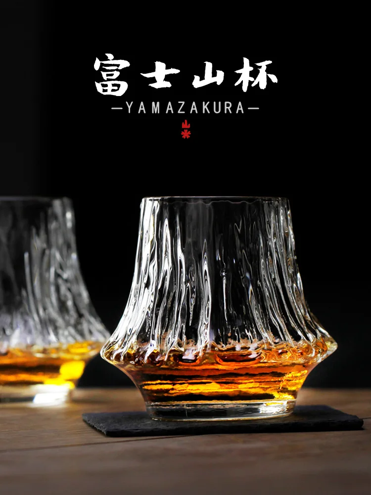 Liu Siyu Design działa ograniczona sztuka ręcznie płomień góra Fuji szkło Edo szkło styl japoński lampka do wina Whisky Scotch