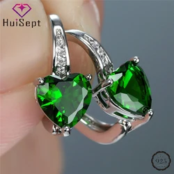 HuiSept Earrings for Women 925 Silver Jewelry with Zircon Gemstone Heart Shape Drop Earrings Wedding Party Bridal Gift Wholesale