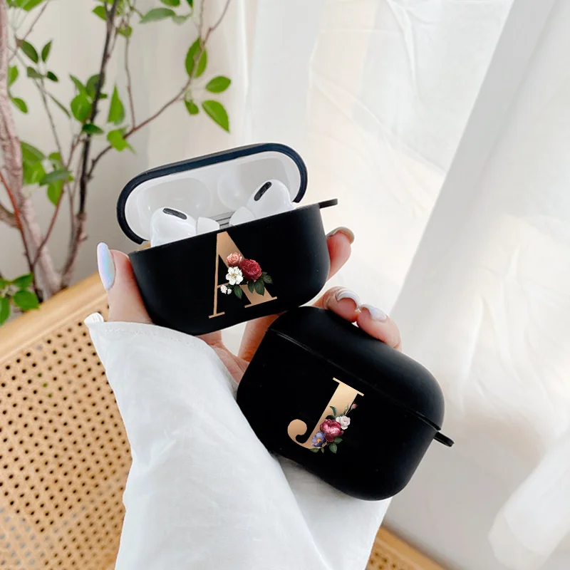 Cute Floral Gold Letter Airpods 3 2 Case For Airpod Pro Case Matte Silicon Bluetooth Earphone Cover For Apple Air Pods Pro Funda