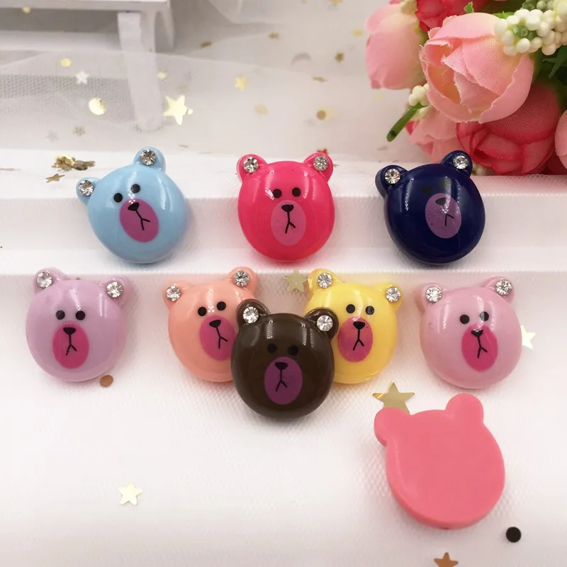 10PCS Mix Kawaii Hand-Painted Resin Colorful Grizzlies Flatback Cabochon Rhinestone Scrapbook DIY Decor Home Figurine Craft F796