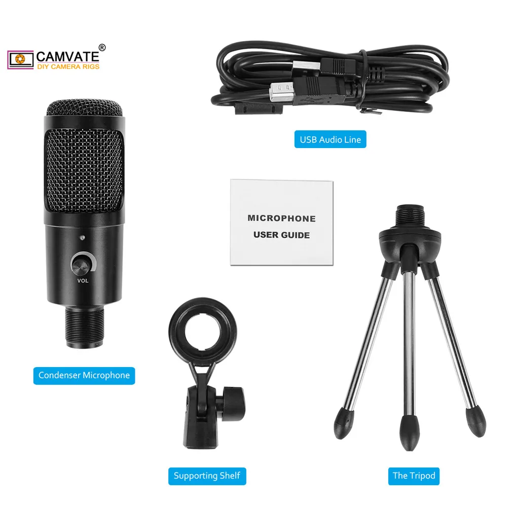 CAMVATE Professional USB Condenser Microphones With Tripod Stand For PC Laptop Gaming Singing Streaming Recording  Studio YouTub