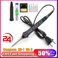 Handskit 90W Digital Electrical Soldering Iron kit Thermal Control Soldering Iron with 4 Wire Core and 5 Tip Welding Tools EU US