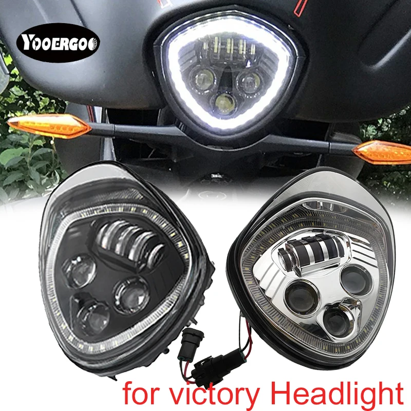 

VICTORY Led Headlight with Halo Angel Eye DRL LED Headlamp For 07-17 Victory Motorcycle Cruisers