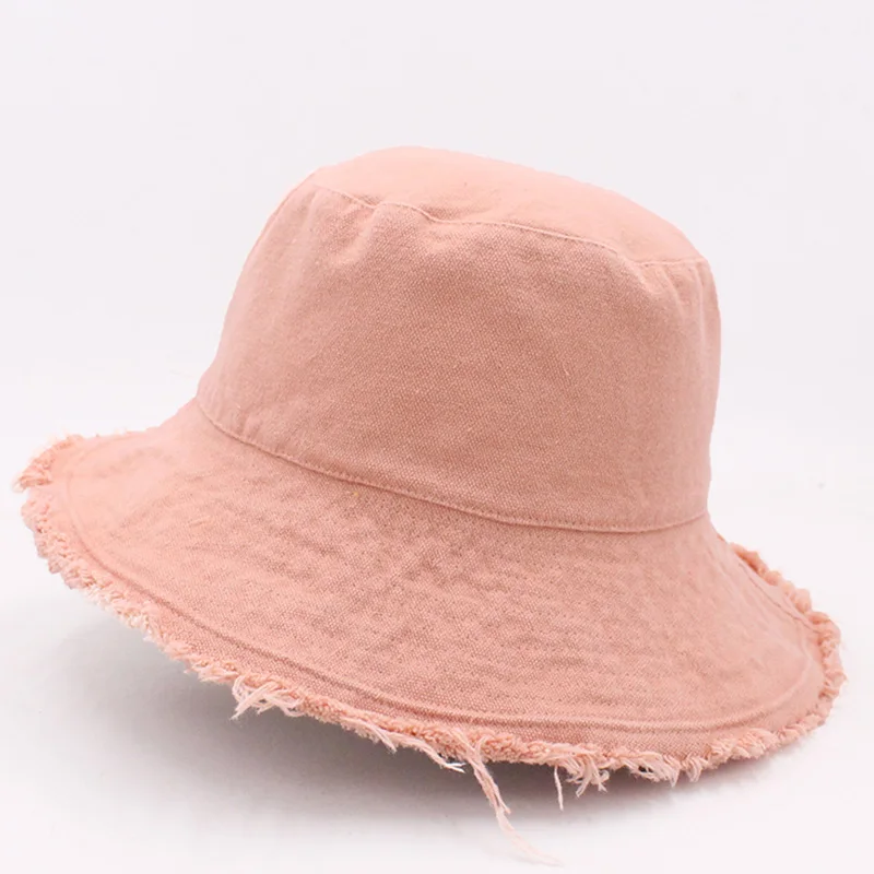 Solid colorbucket hat soft aluminum wire shape water wash bucket hat women\'s outing basin hat