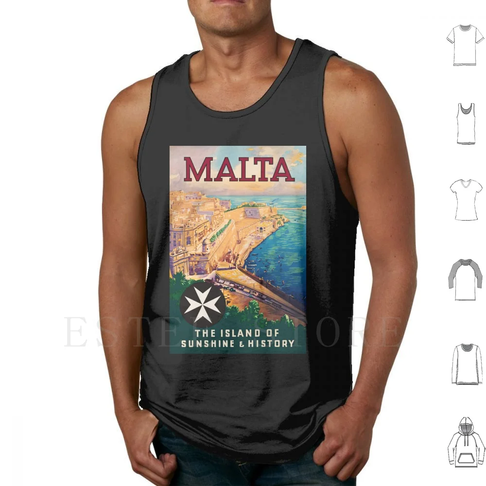 Malta-Of Sunshine & History , Art Deco Poster Tank Tops Vest Sleeveless 1920 1930 1920s 1930s Art Art Art Art
