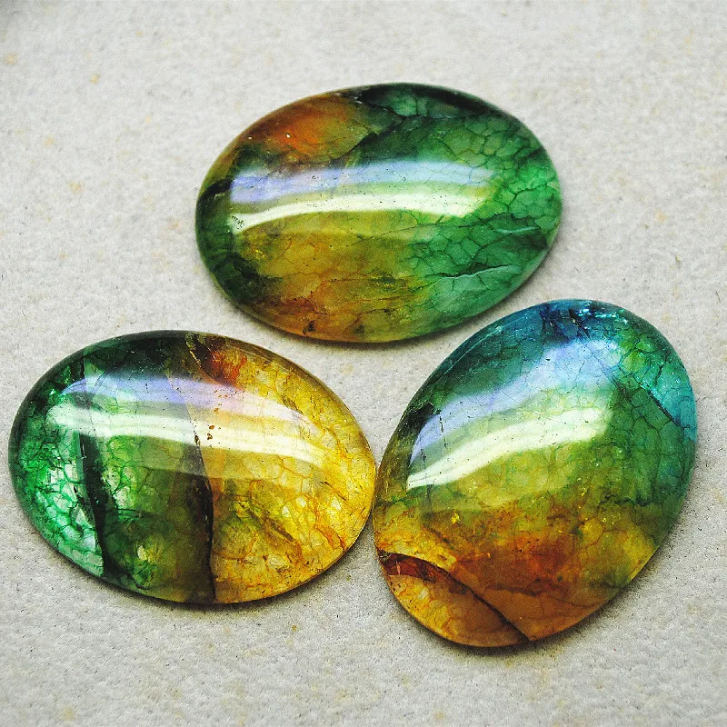 3PCS Nature Semi Precious Stone Pendants Oval Shape Natural Agate Beads No Hole Size 30X40MM 4 Differents Colors Wholesale Free