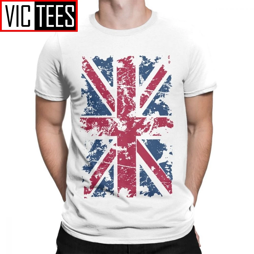 Men's Union Jack T Shirt Men 2019 New Fashion UK Flag Retro Casual Tees 100% Cotton Tops