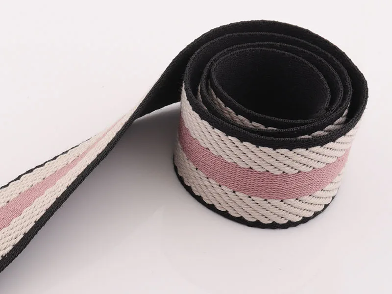 Webbing Ribbon Belt Strap Black&Pink 38mm Fabric webbing ribbon Collar strap Nylon Stripe Ribbon Tote Strap Handbag ribbon Strap