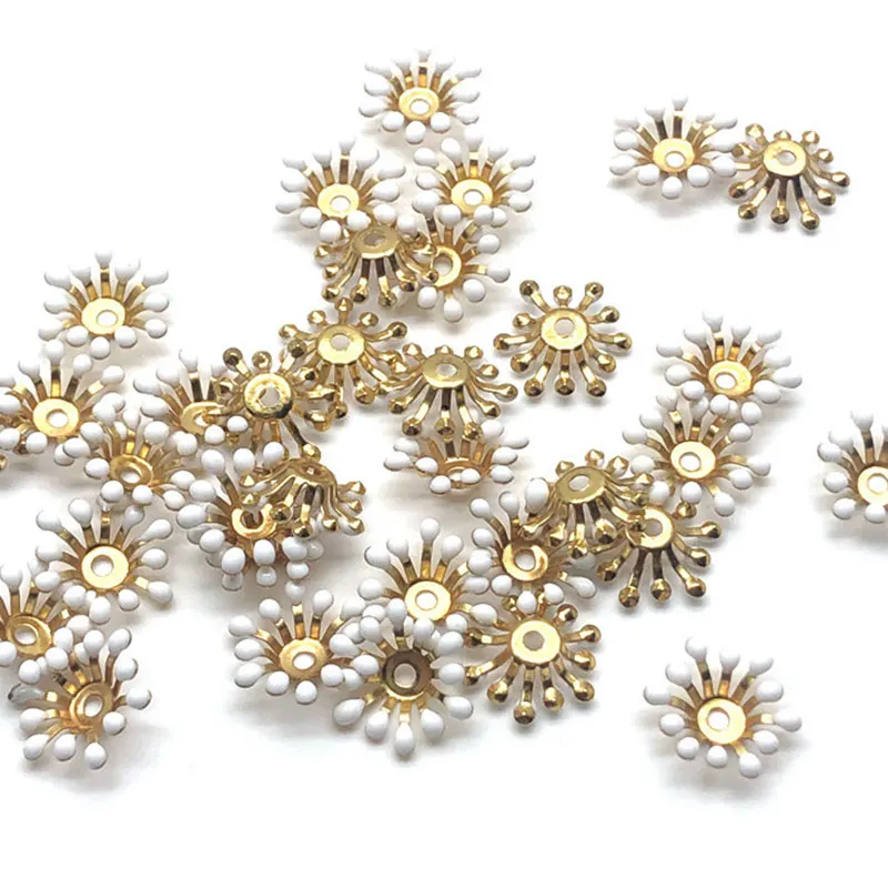 20 stücke 13mm Filigrane Blume Tablett Metall Tropfen Öl Lose Spacer Perlen Kappen Ende Perlen Kappe Für DIY Schmuck machen Haar Zubehör