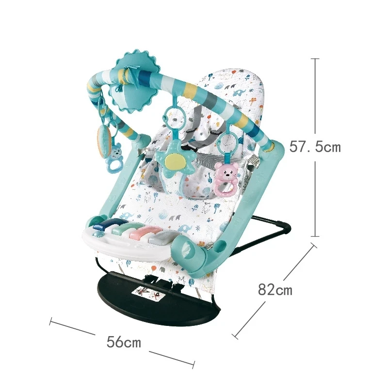 LazyChild Folding Baby Rocking Chair Newborn Rocking Chair Fitness Frame Gym Mat Early Education Kid Comfortable Recliner Rattle