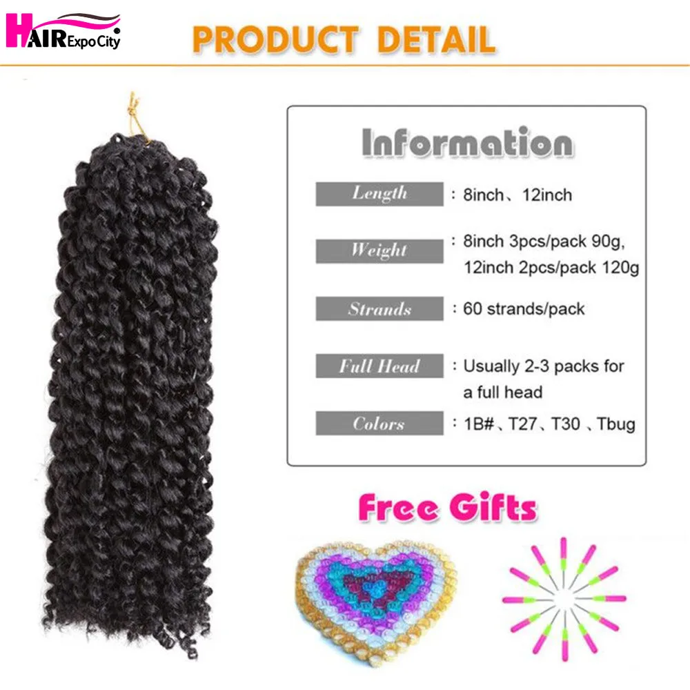 8" 12" Ombre Marley Crochet Hair Afro Kinky Twist Crochet Braids Synthetic Bohemian Curly Braiding Hair Extension Hair Expo City