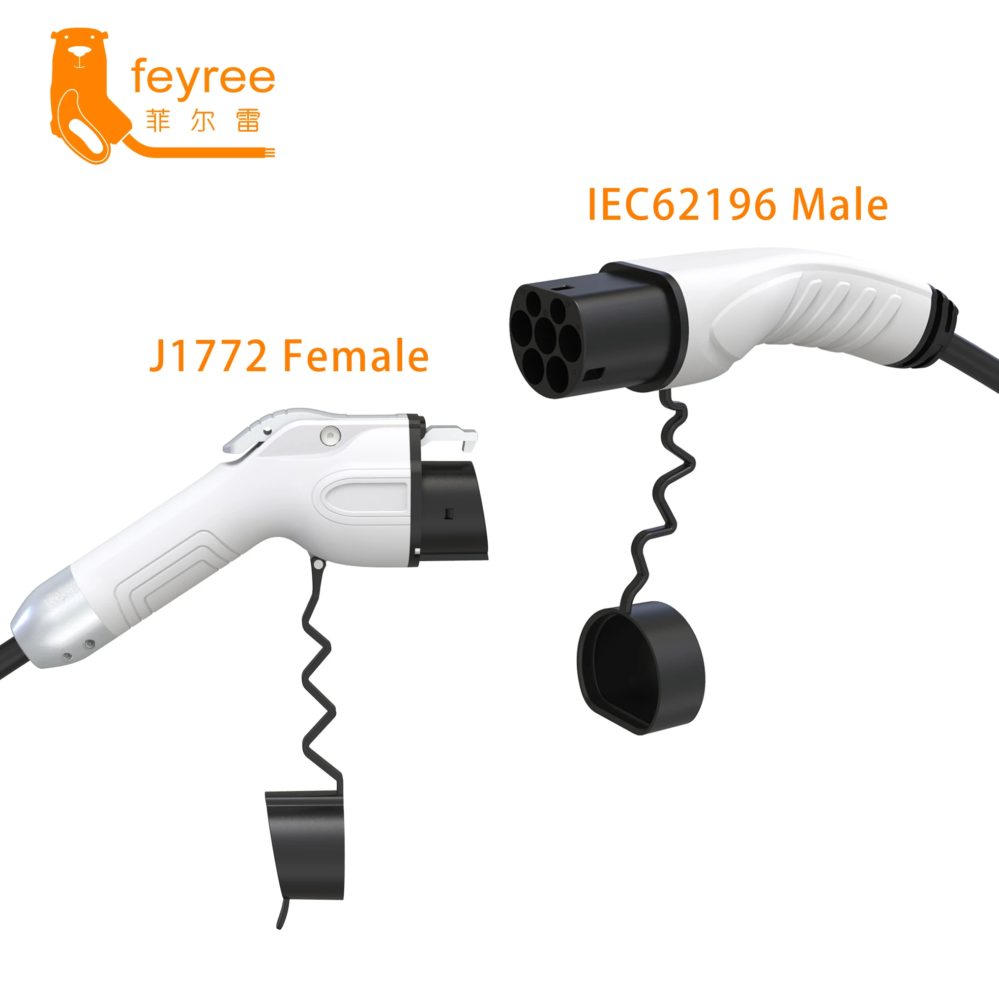 feyree EV Charging Cable J1772 Type1 to Type2 Female to Male Plug 32A 16A 5m Cable Electric Vehicle Cord for Car Charger Station