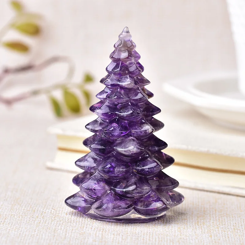 Harz natürliche Edelstein Glück Baum handgemachte Ornamente Weihnachtsbäume Silikon Home Dekoration Handwerk Figur Urlaub Geschenk