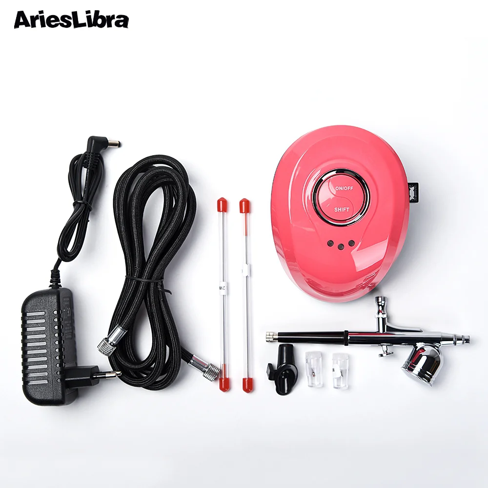 Dual-Action Airbrush Compressor 0.2mm/0.3mm/0.4mm Set Spray Gun Adjustable Power Air brush for Nail Art Cake Decoration Makeup