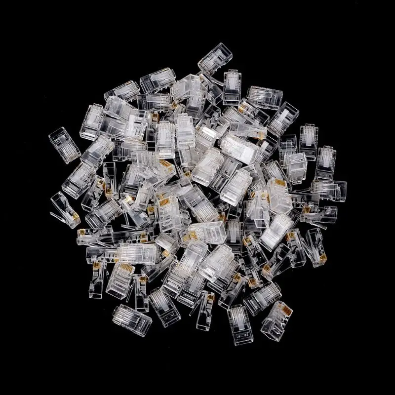 25/100Pcs Gold Überzogene RJ45 Net Netzwerk Kabel Modulare Stecker Cat5 CAT5e Stecker 8P8C Modulare Rj45 Stecker Terminals