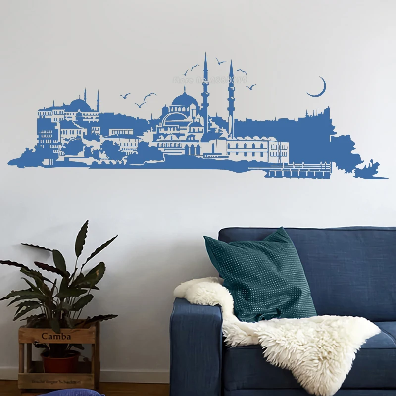 Istanbul Wall Decals Hagia Sophia Decor Art Vinyl Stickers Turkey Skyline City Church Wallpaper Mosque Islamic Sea Mural LL897