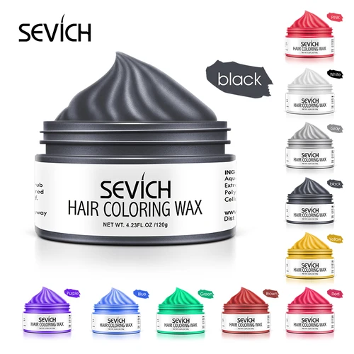 Sevich-cera de Color temporal para el cabello, 9 colores para hombres y mujeres, crema de Color de cabello instantánea, tinte de estilismo de Color de cabello de una sola vez, negro y blanco