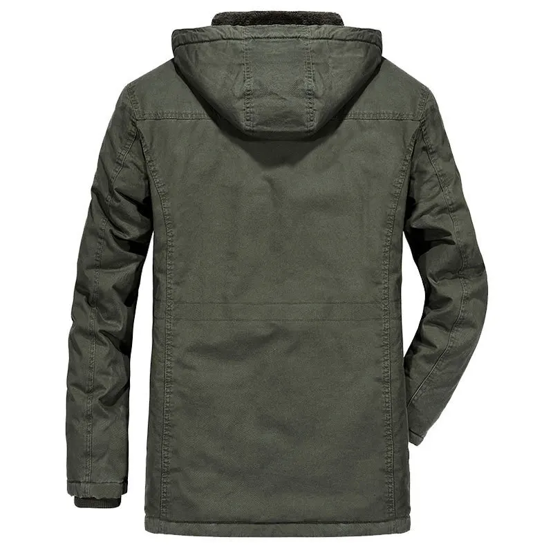 Chaqueta con cuello con capucha para hombre, abrigo grueso y cálido de invierno, forro polar, prendas de vestir exteriores, Parka, M-6XL