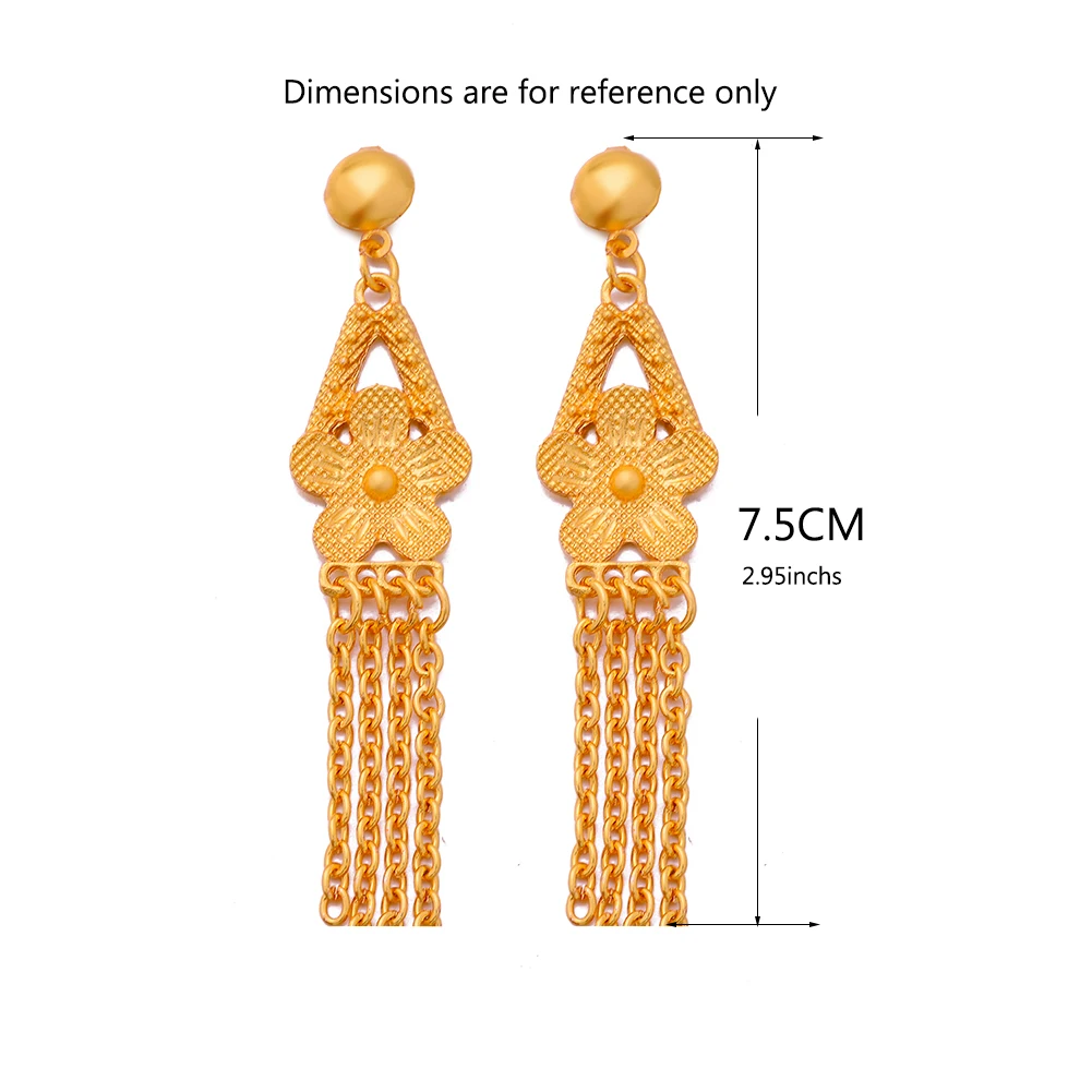 Dubai African Gold Color Earrings For Women African Earring Party Wedding Bridal Accessories Bride Gift