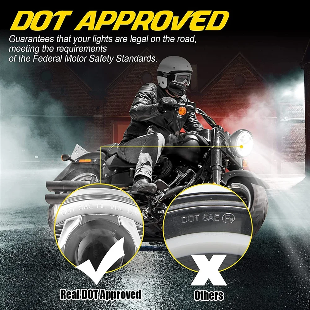 7" Inch H4 LED Moto Headlight Round For 93-08 Ducati Monster 1000 600 Halo Ring Amver For JeepJK TJ Touring Lada 4x4 Yamaha Niva view 5