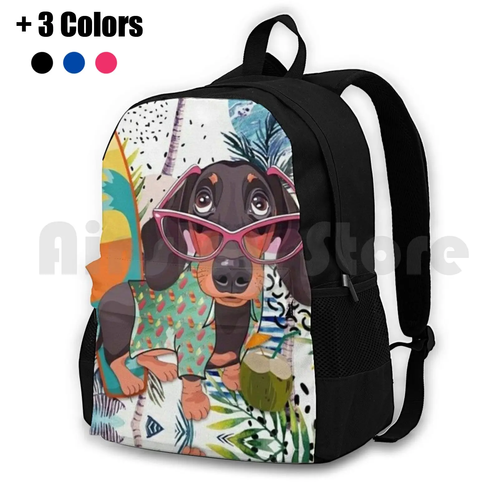 Dachshund Dog Popart Art Outdoor Hiking Backpack Riding Climbing Sports Bag Dachshund Dog Cute Dogs Doxie Pets Puppy Animal