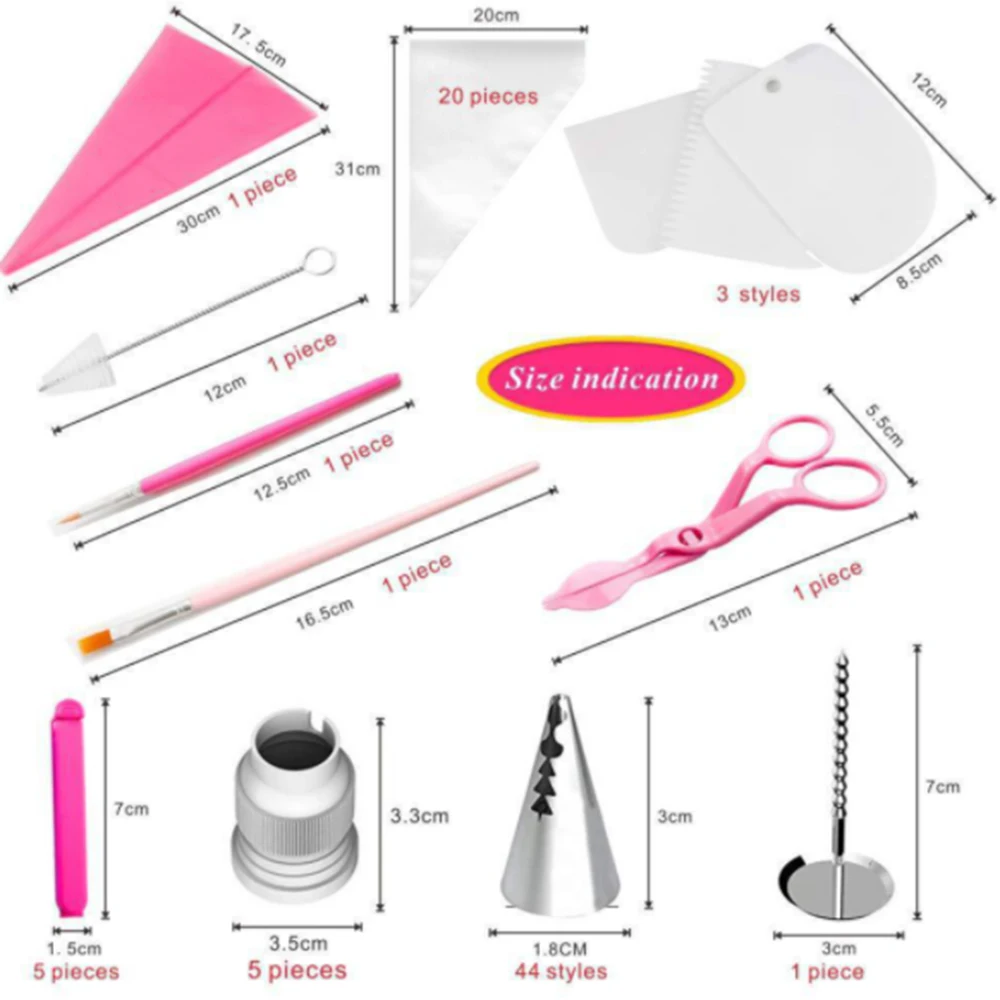 83 pcs Cake Decorating Tools Kit Turntable Pastry Nozzles Cream Confectionery Bags Icing Piping Nozzles Tips Bake Tools