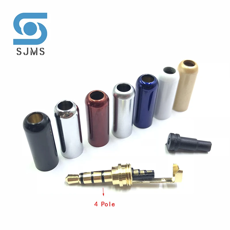 Copper 3.5mm Stereo Headset Plug 3/4 Pole Jack with Clip 3.5 mm Stereo Audio Plug Jack Adapter Connector for 4mm Cable Adapter