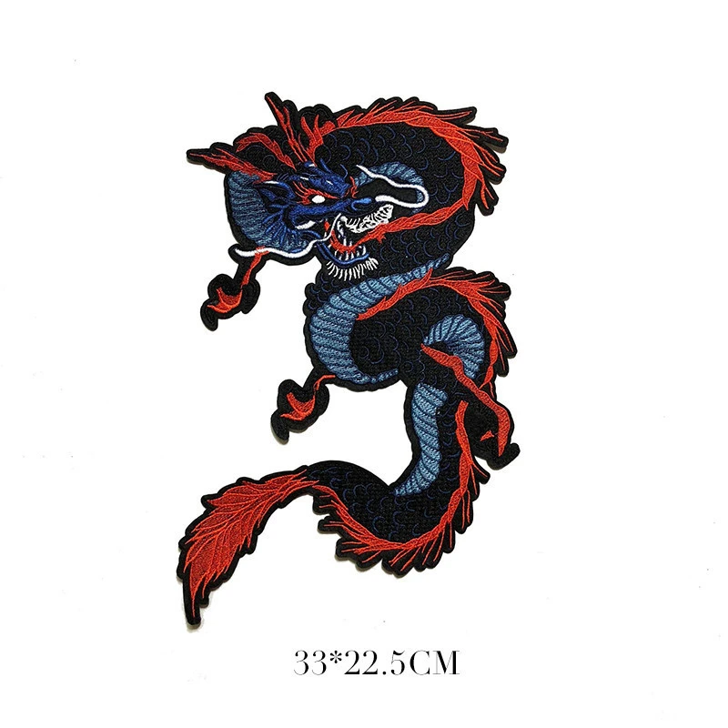 Fine Chinese Dragon Embroidered Patches Creative Red Blue Green Applique Handmade DIY Clothes Sewing Supplies Accessories