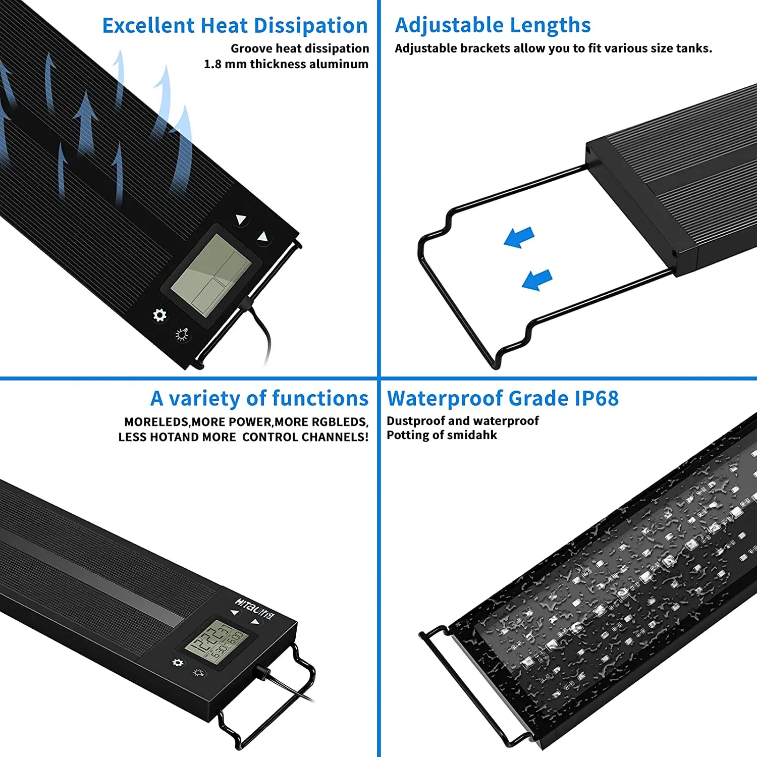 Iluminación de encendido y apagado automático para acuario, luz LED de espectro completo para pecera con temporizador, lámpara de amanecer y