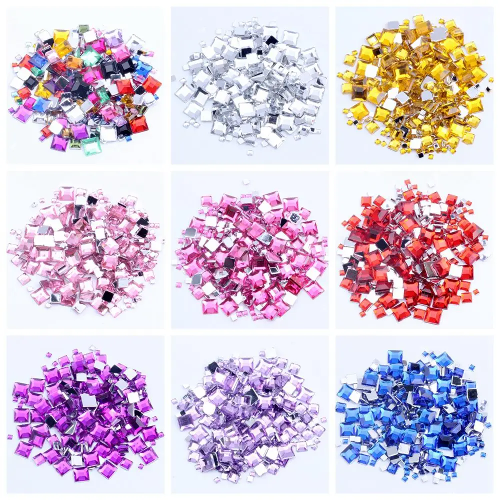 Rhinestones FlatBack Square 2mm 4mm 6mm Mixed Sizes 4g About 180pcs For Crafts Scrapbooking DIY Clothes Nail Art Decoration