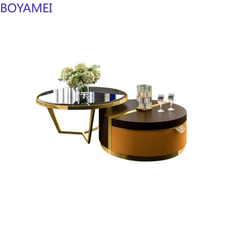 

Nordic luxury oval marble coffee table combination Postmodern minimalist living room small apartment multifunctional TV cabinet