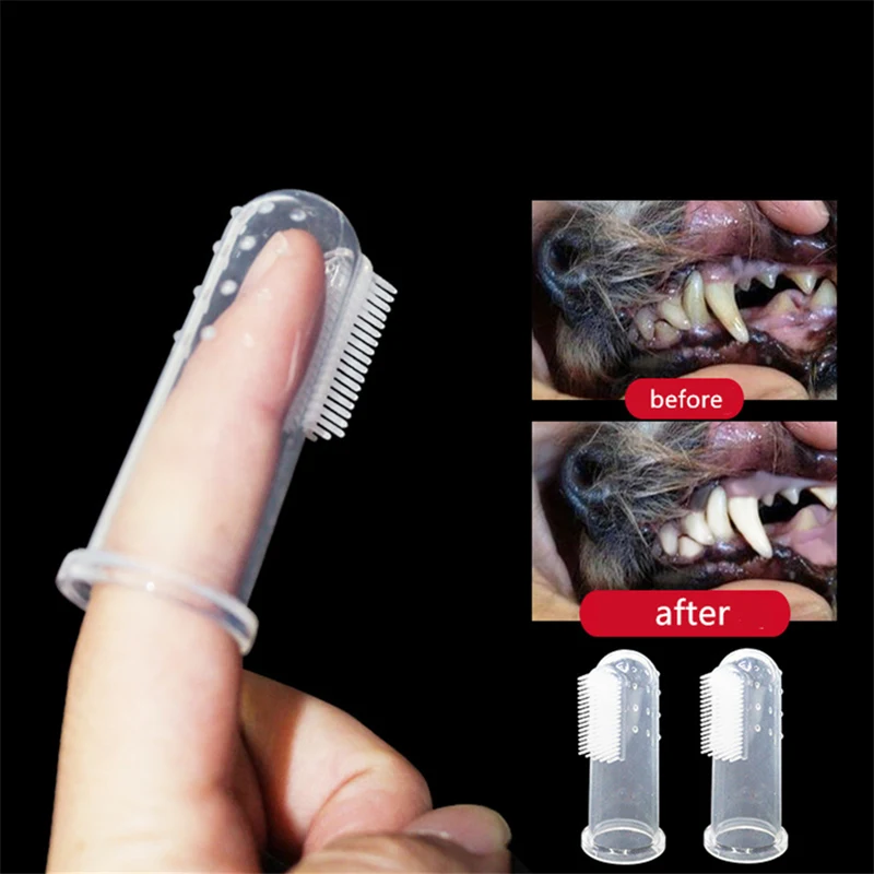 

Super Soft Rubber Pet Finger Toothbrush Dog Brush Bad Breath Tartar Teeth Care Silicone Glove for Dog Cat Cleaning Supplies