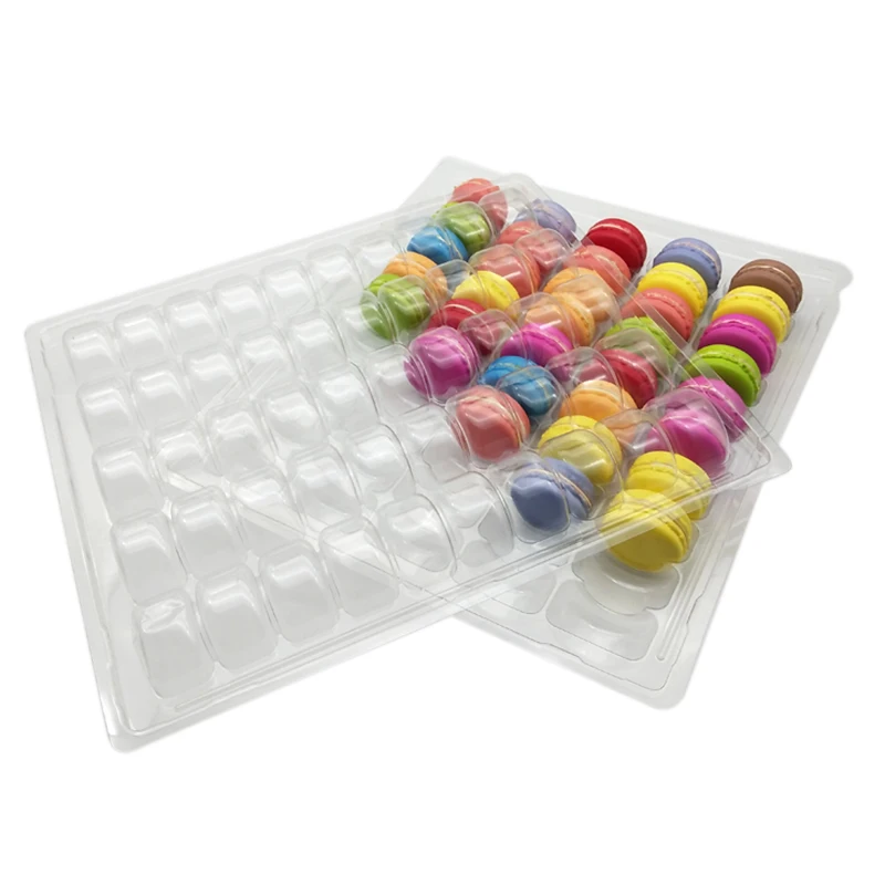 Clear PET Closeable French Macaron Storage Trays Holds 50 Macarons Per Set Pack of 4Sets