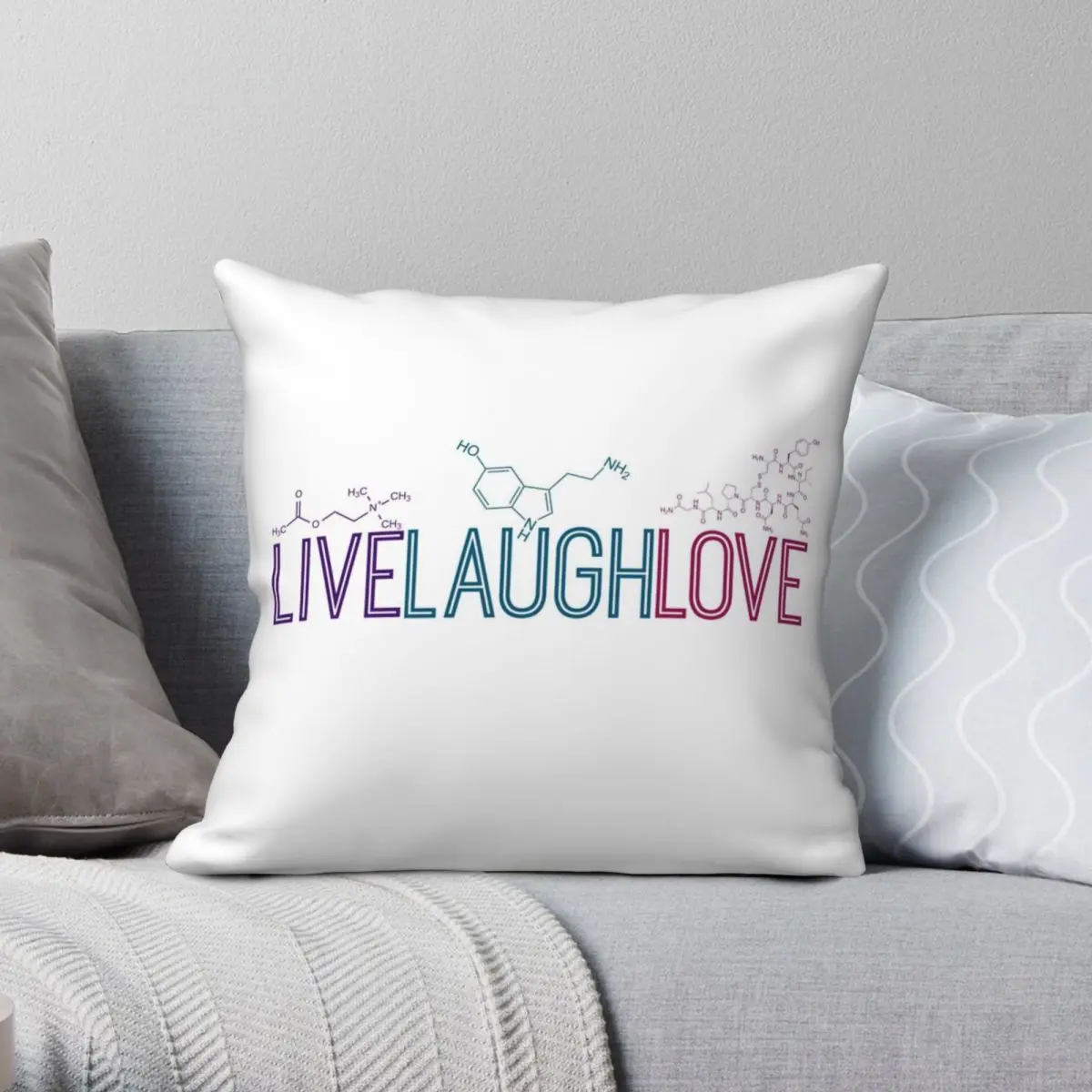 Live Laugh Love Molecules Square Pillowcase Polyester Linen Velvet Pattern Zip Decor Throw Pillow Case Sofa Cushion Cover 45x45