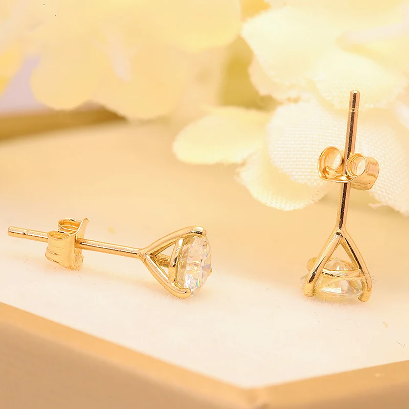 Pendientes de moissanita de 1ctw de 0,5 quilates para mujer, joyería de boda, oro amarillo de 14 quilates, Push Back, 2022