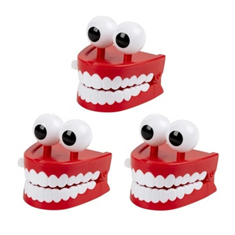 Novelty Dentures Clockwork Fun Toy Teeth Clockwork Beating On The Chain Classic Toys Halloween Funny Teeth Model Toys Kids Gifts