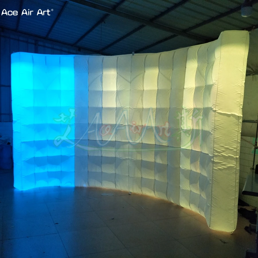 Lighted 2.4m H Inflatable Photobooth backdrop,pup up dj booth wall for Photograph for France