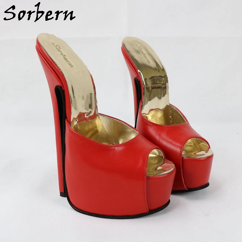 Sorbern 20Cm sandali in vera pelle donna tacchi alti estremi sandali con plateau a punta aperta fatti a mano sandali Slip On colori personalizzati